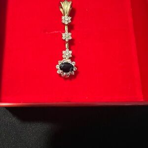 14K Yellow Diamond Flower  Charm Gemstone Pendant